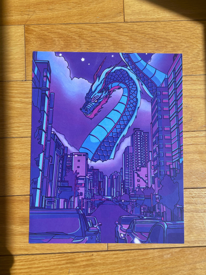 Blue Midnight Dragon Print - 8" x 10"