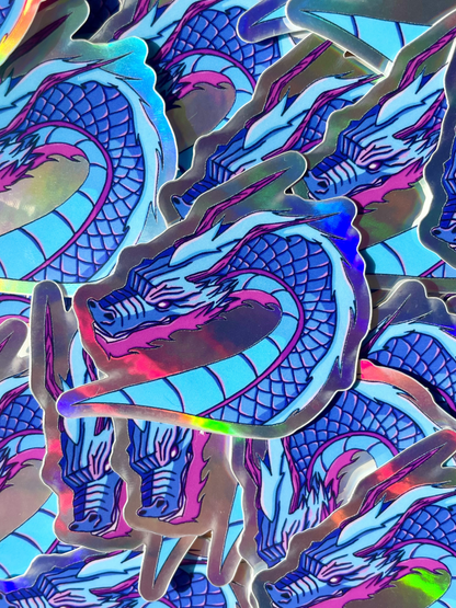 Blue Midnight Dragon Head Sticker