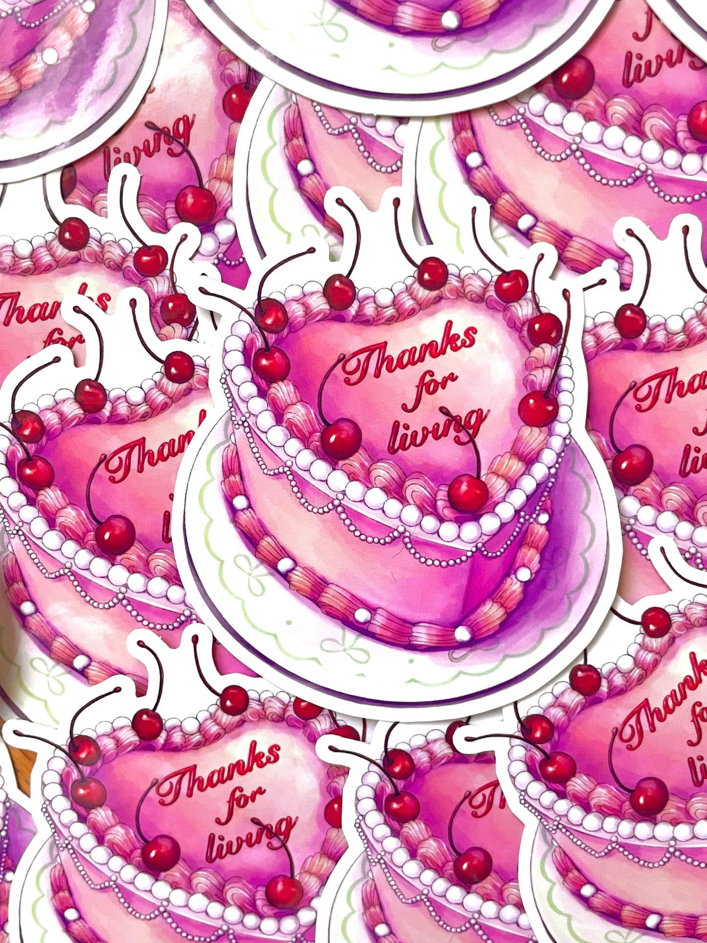 Thanks For Living Vintage Cake Sticker