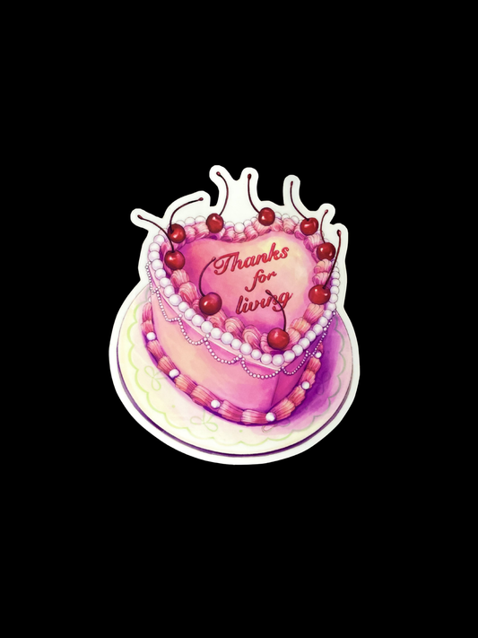 Thanks For Living Vintage Cake Sticker