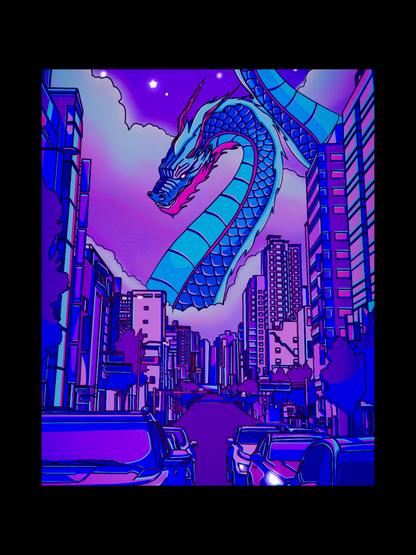 Blue Midnight Dragon Print - 8" x 10"