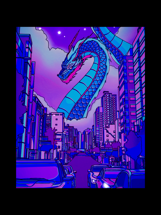 Blue Midnight Dragon Print - 8" x 10"