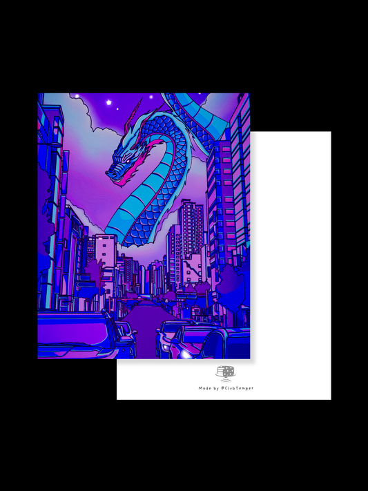 Blue Midnight Dragon Print - 8" x 10"